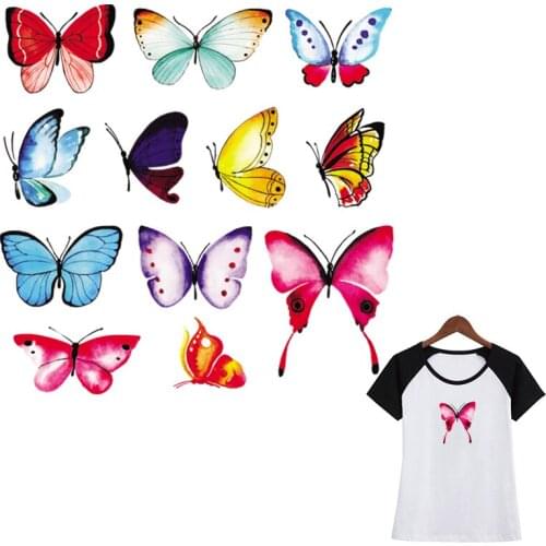 Colors Butterfly Patches Sheet Iron On Patches Stickers Appliqued Washable Diy Accessory New Design Print On T-Shirt Patches