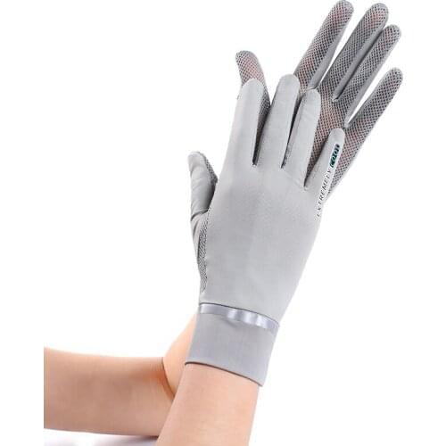 Sunscreen Thin Breathable Women Summer Gloves Ice Silk Touch Screen Soft Female Gloves Simple Style Solid Non-slip Cycling Glove