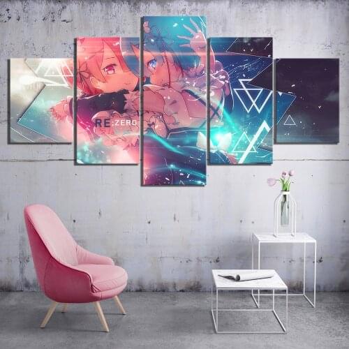 Re Zero Ram Rem Hugging Textures Profile View Maids HD Anime Girls Pictures Wall Paintings for Home Decor