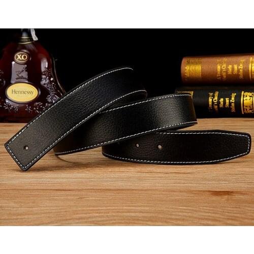 2Wides 3.3cm/3.7cm Collocation Mens Pin buckle Belts No Buckle Belt Male High Quality Genuine Strap Sewing edge Jeans Waistband
