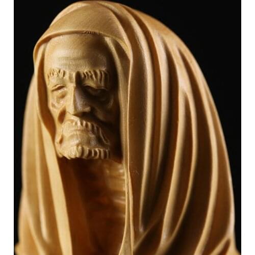 Boxwood 5cm 7cm Dharma Sculpture Wood Sitting Zen Buddha Statue Feng Shui Home Decor