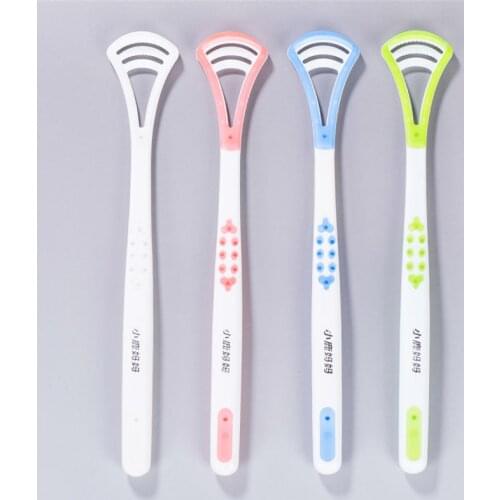 Fresh Breath Tongue Scraper Tongue Cleaner Brush Dental Tongue Cleaning Scraper Brush Oral Hygiene 1 Piece 4 Color
