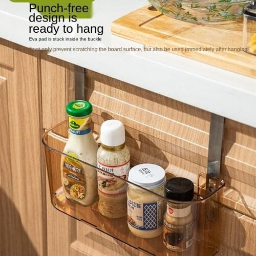Spice Rack Kitchen Multi-Functional Wall Cupboard Tissue Storage Rack Cabinet Punch-Free Table Hanging Basket