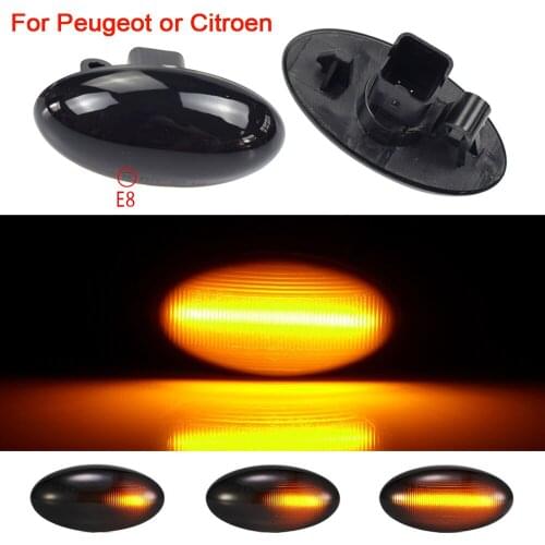 2pcs LED Dynamic Side Marker Turn Signal Light Sequential Blinker Light Amber Indicator For Citroen C-Crosser 2012-up