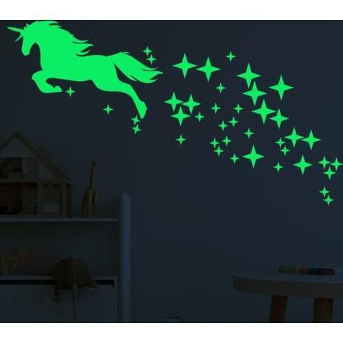 Unicorn Star Glowing Wall Stickers Glow In The Dark Sticker Vinyl Children Bedroom Living Room Decor Home Decoration Accessories