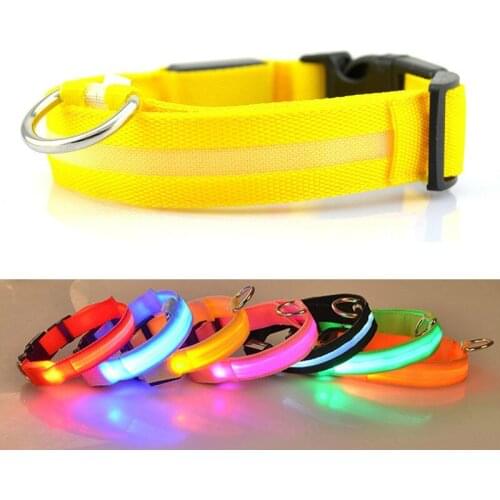 Luminous Pet Cat Dog LED Glow Collar Nylon Flashing Glowing Puppy Dog LED ID Collar Night Safety Necklace Cat Dog Accessories