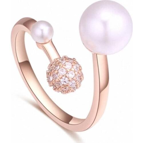TRACYSWING New Hot Sale 2 Colors AAA Zirconia Micro Inlays Romantic Pearl Fashion Rings For Women Valentine Gift Th-129848