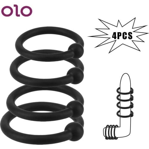 3/4 Pcs High Elasticity Penis Trainer Rings Sleeve Time Lasting Delay Ejaculation Cock Rings Sex Toys for Men