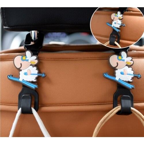 2pcs/set 10 Styles Cute Animal Style Car Back Seat Hanger Holder Hook for Bag Purse Cloth Grocer Auto Fastener Clip Clasp LF 042