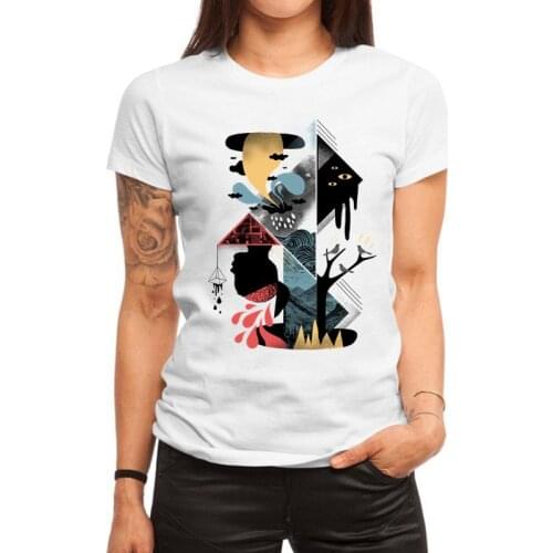 Stereo abstract Design Print Women t shirt Summer Fashion Short Sleeve