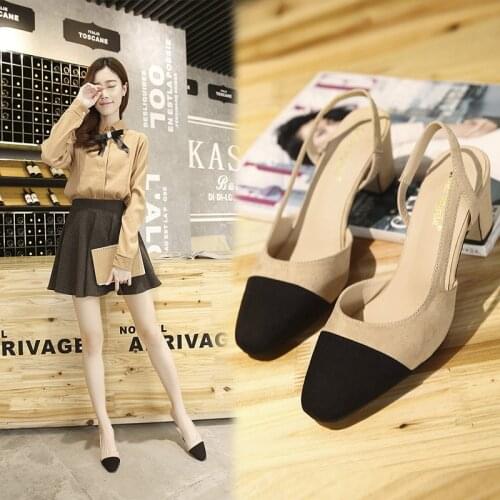 2019 Summer Patchwork big size sandalen femme mix color cutout slipon pumps ladies all-match slingback mules shoes woman sandlen