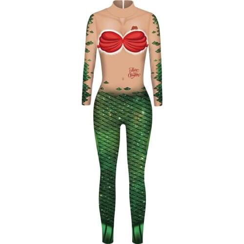 Women Sexy 3D Mermaid Costume Female Fish Scale Shell Colorful Jumpsuit Suit Christmas Cosplay Costume Party Performance Cloth