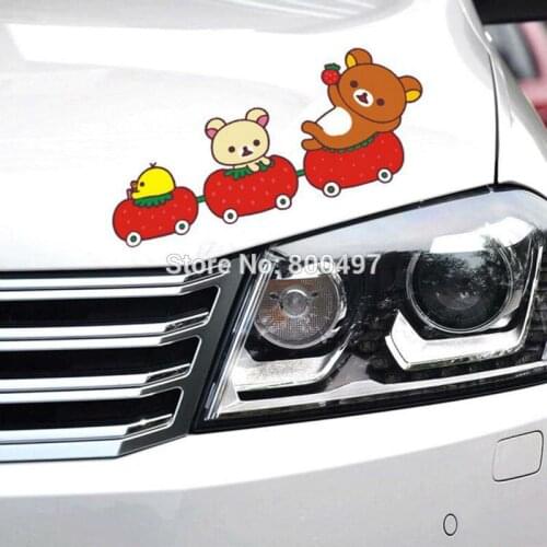10 x Newest Car Cover Cartoon Bear Rilakkuma Playing Car Stickers for Tesla Toyota Volkswagen Chevrolet Honda Ford Hyundai Lada