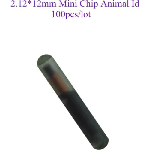 100pcs Pet Chips RFID Glass Tube Transponder Tag 134.2khz FDX-B 2.12*12mm Dog Microchip Implant Micro For Animal Identification