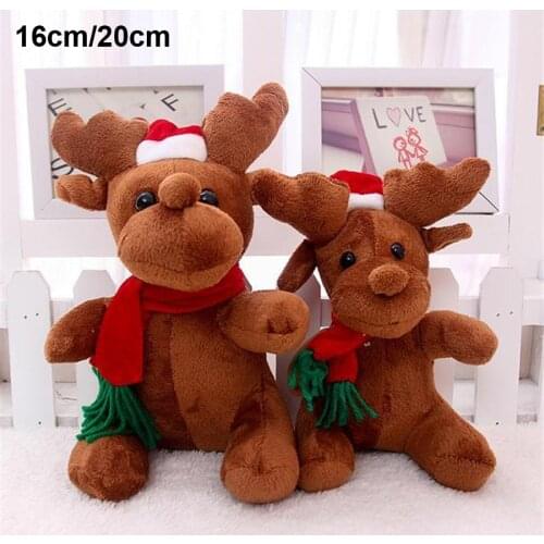 16CM Cute deer Elk Dolls Christmas Tree Decorations New Year Hanging Ornament Navidad Santa Claus Plush Reindeer Toys Gifts DS19