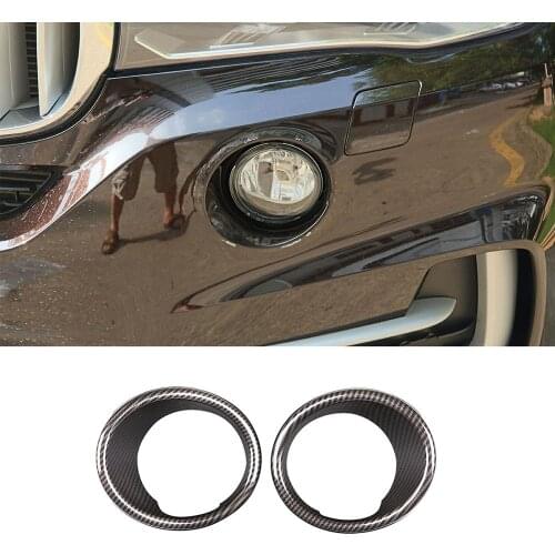 2pcs Carbon Fiber Style ABS Car Front Fog Lamp Shade Frame Cover Trim for BMW X5 F15 2014-2018 Accessories