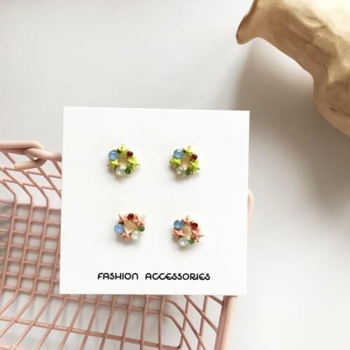 2020 Korean Colorful Geometric Flower Pendant Earrings Drop Earrings Trendy Floral Resin Acrylic Raffia Dangle Earrings