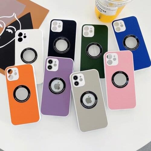 2021New Lychee pattern Phone case for iPhone 12 mini 11 Pro Max TPU Phone cover for iPhone X XS 6 6S 7 8 Plus Show logo