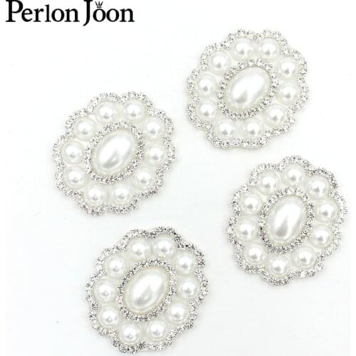 5Pcs oval pearl rhinestone applique hot fix crystal patch decoration accessories DIY iron on clothing TJ 012