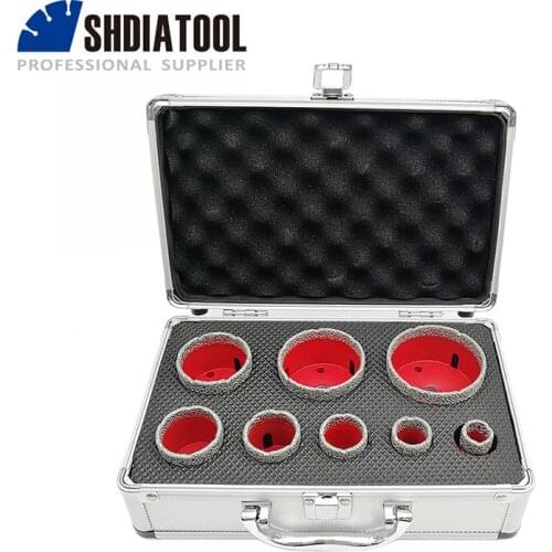 SHDIATOOL 1set M14 Vacuum Brazed Diamond Drill Core Bits With Box Dia 20+25+30+35+40+50+60+68mm Granite Marble Ceramic Hole Saw