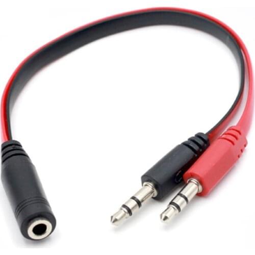 10pcs/lot 3.5mm 1 Female to 2 male AUX Audio Cable Mic Splitter Cable Earphone Headphone Adapter Cable for Phone pad Mobile