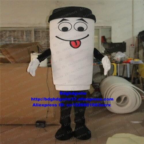 White Milk Tea Cup Coffee Cup Mug Tumblerful Mascot Costume Cartoon Character Internal Anniversary Annual Celebration zx2108