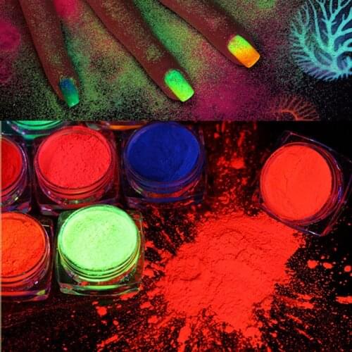 Nail Art Glitter ,Eyeshadow Nail Powder,Bright True Colors UV Glow Blacklight Luminous Pigments Fluorescent Matte