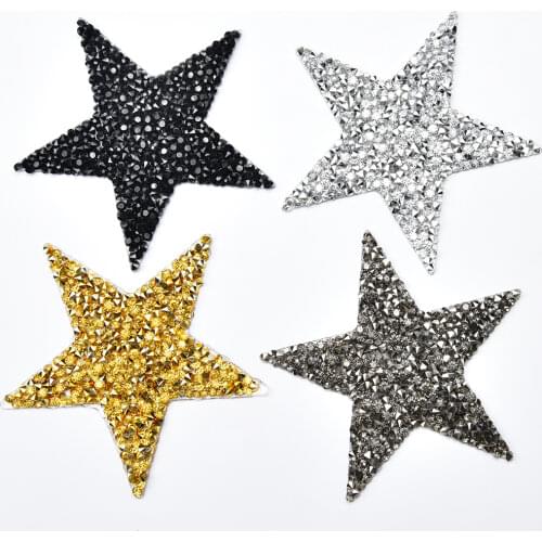 BlingBling star design crystal hotfix rhinestone motifs iron on transfer rhinestone patches applique for clothing shoe 10pcs/lot