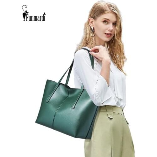 FUNMARDI Large Simple Women Handbags Casual Totes Bag Splicing PU Leather Shoulder Bag 2020 Trend Luxury Hand Bag Lady WLHB2195