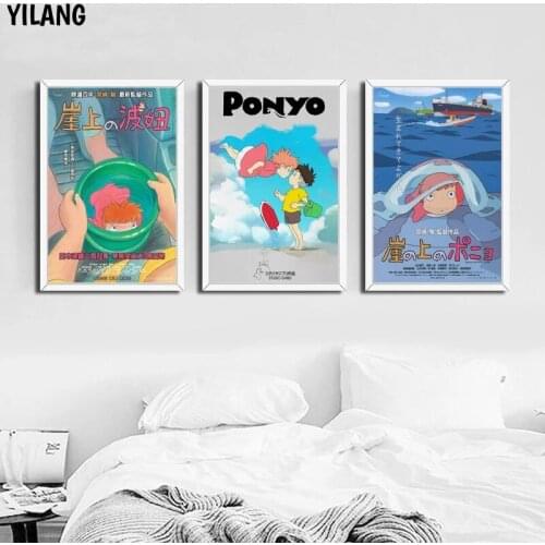 Home Decor Wall Art Canvas Painting Picture Ponyo On The Cliff Miyazaki Hayao Cartoon Movie Nordic Watercolor Poster Living Room