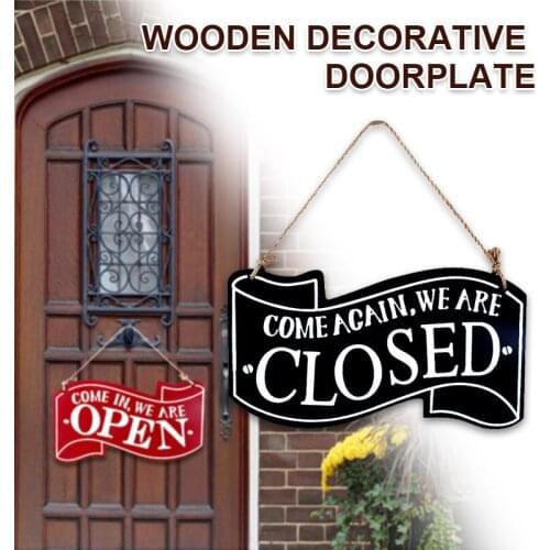 Double Sided Signs Wooden Retro Business Closd Slogan for Bar Restaurant Decoration E7