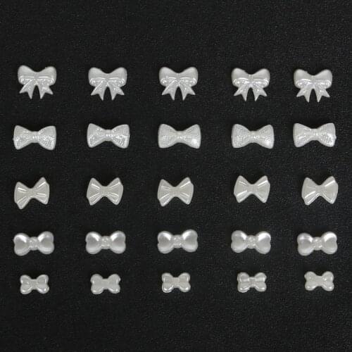 100pcs/bag Bow Tie Flat Back Cabochon Imatation Plastic ABS Pearl Bow Beads For Jewelry Making Craft Home Phone Decoration DIY