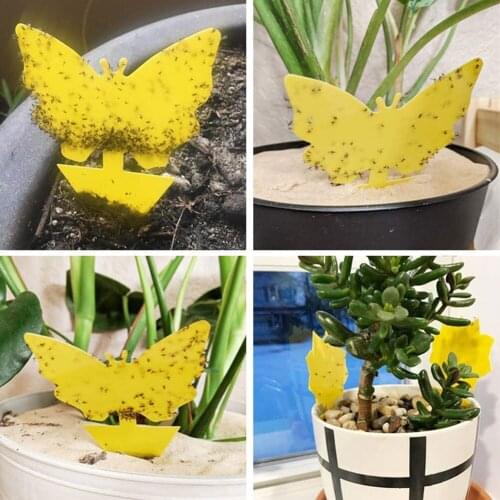 20Pcs Yellow Butterfly Shape Double-sided Sticky Board Plant Flowers Vegetables Mosquito Flies Trap Board Insect Sticker Control