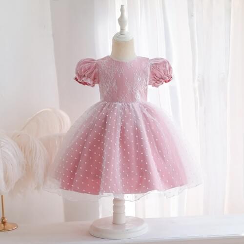 Infant Girl Birthday Party lace Wash Pearl Wedding Princess Dress Evening Dresses newborn Temperament Flower Mesh Tutu Vestidos