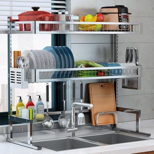 Kitchen rack 304 stainless steel sink rack dish rack drain pool storage tableware filter rack