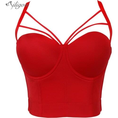 Ailigou Summer Women Crop Top Party New Straps Fashion Sexy Push Up Camis Corset Tops Summer Vest Caims Cropped Club Clothes