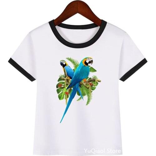 Summer Childrens clothes Toucan bird print tee shirt kids tshirt Cockatiel parrot design baby boy girl t-shirt cute girls top