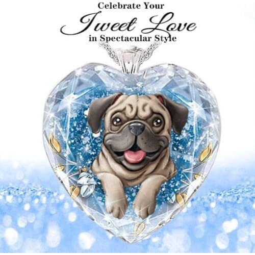 Cute Puppy Pattern Woman Chain Around The Neck Crystal Glass Series Fashion Charm Vintage Woman Jewelry