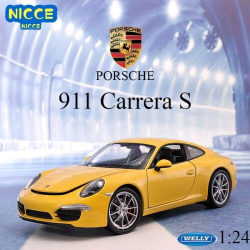 Welly 1:24 Porsche 911 Carrera 4S (992) Sports Car Yellow Simulation Alloy Car Model Crafts Decoration Collection Toy Tool Gift