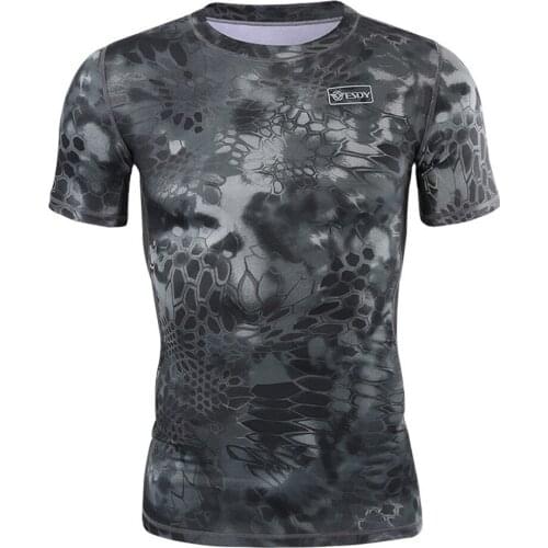 Mens Fitness Quick Dry T shirts Summer Camouflage Print Slim Fit t-shirt Classic O Collared Bodybuilding Top Fitness t-shirts