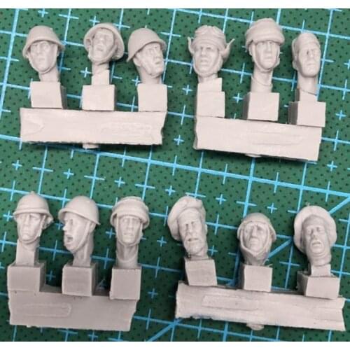 12pcs / lot 1/35 scale WW2 Italian soldier head upgrade kit miniatures WWII Resin Model figure Free Shipping