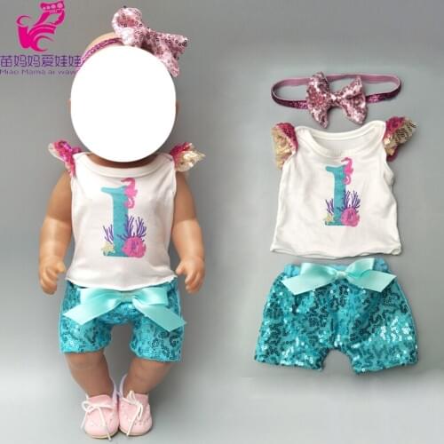 Doll clothes set for 43cm babies doll clothes 18 inch doll headband accessories