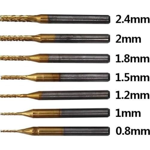 7PCS CNC 3.175mm PCB Drilling Bits Set HSS Titanium Coated Twist Drill Bits Drilling Tools for PCB Board and Wood