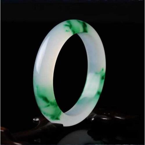 Natural Quality Chinese Green Jade Jadeite Bangle Blue Flower Bangle Bracelet for Women Gemstone