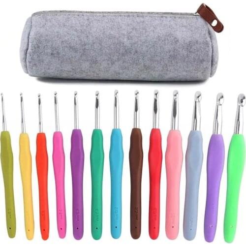 Nonvor 13 Pcs Crochet Hook Set Aluminum Large Crochet Hooks for Arthritis and Beginners Knitting Needles