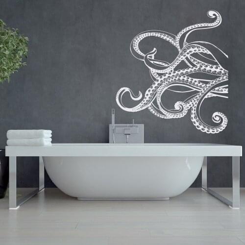 Octopus Tentacles Silhouette Wall Stickers Bathroom Living Room Wall Decal Poster Murals Vinyl Sticker Home Decals Decor S-855