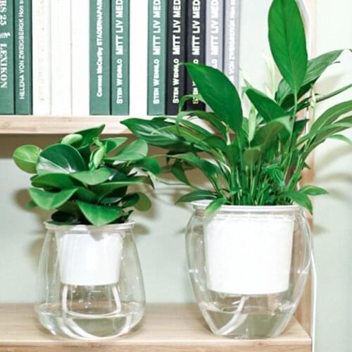 Plastic Self Watering Plant Pot Transparent Flowerpot Practical Succulent Plant Pot Automatic Water Absorption Flower Vase Decor