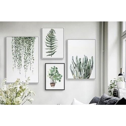 Nordic Style Watercolour Plant Leaf Poster Tropical Green Monstera Canvas Painting Modern Wall Art Picture For Porch Living Room