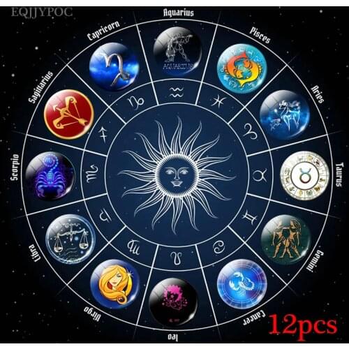 30mm zodiac Fridge Magnet Glass 12 constellations Sets Removable Magnetic Refrigerator Sticker Note Holder Magnets Home Decor