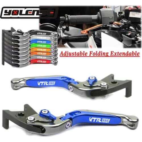 LOGO VTR1000F Motorcycle Accessories CNC Folding Extendable Brake Clutch Levers For HONDA VTR1000F / FIRESTORM 1998-2005